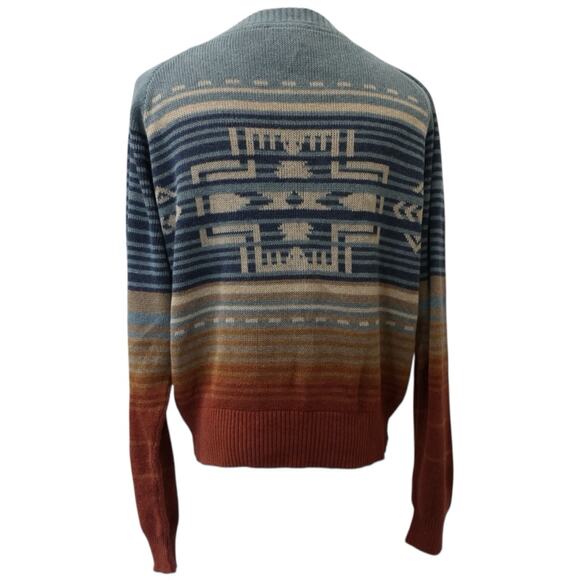 Pendleton Raglan Knit Sweater In Glacier Blue Aztec Southwestern Cotton Size L - Picture 6 of 6